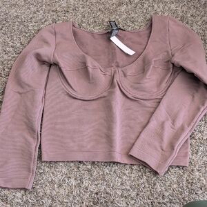 Victoria's Secret Mauve Ribbed Long-Sleeve Bustier Top